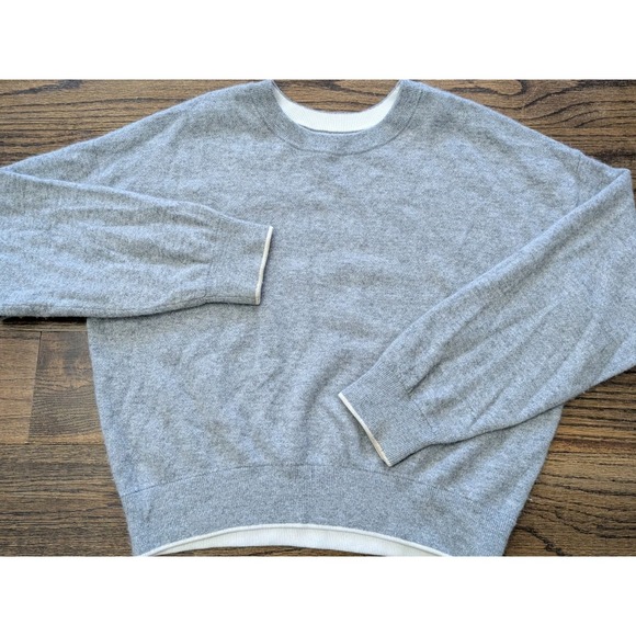 Vince Sz S Gray Cashmere Blend Long Sleeve Knit Crew Neck Sweater Minimalist - Picture 2 of 8